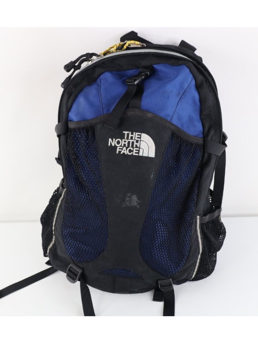 Vtg The North Face Recon Distressed Spell Out Backpack Book Bag Carry On Blue